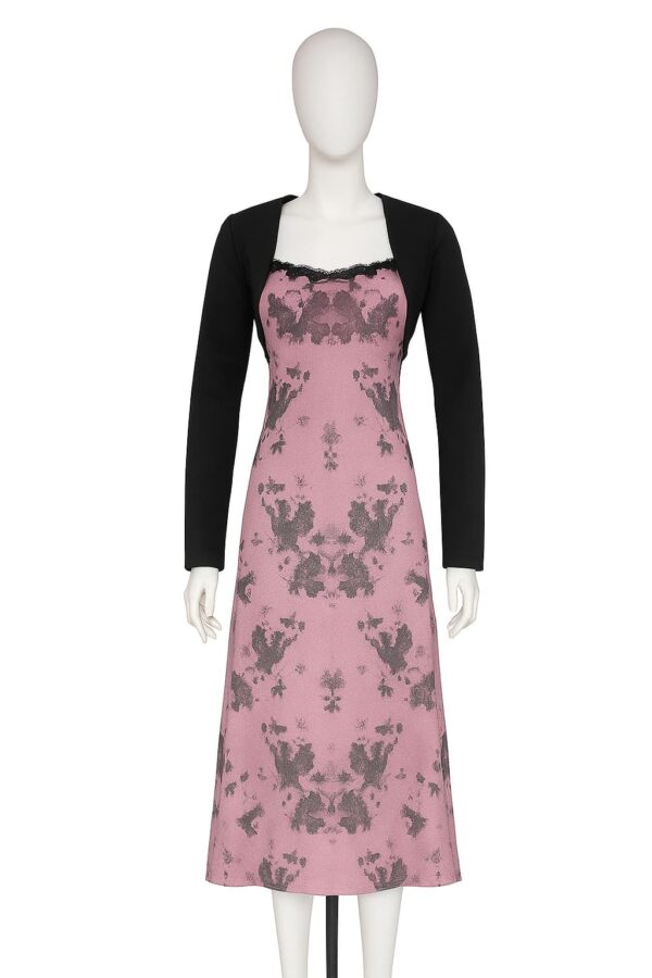 black mini dress with pink floral print – sleeveless spaghetti strap sundress