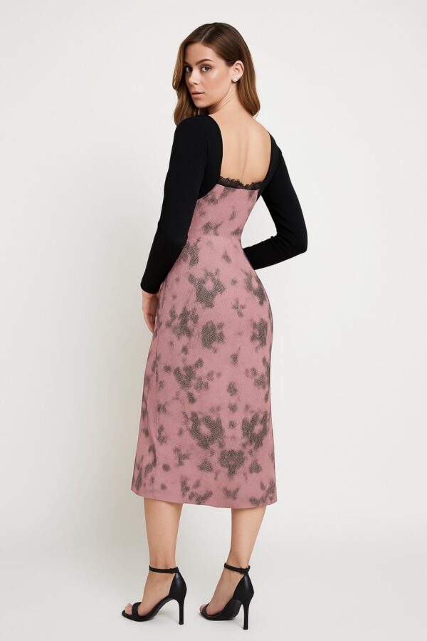 black mini dress with pink floral print – sleeveless spaghetti strap sundress