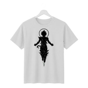 saiyan warrior silhouette graphic oversized t shirt | 240 gsm premium cotton | white tee