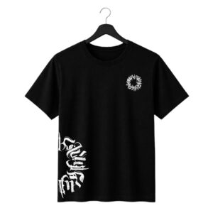 abstract gothic front & back print oversized t shirt | 240 gsm premium cotton