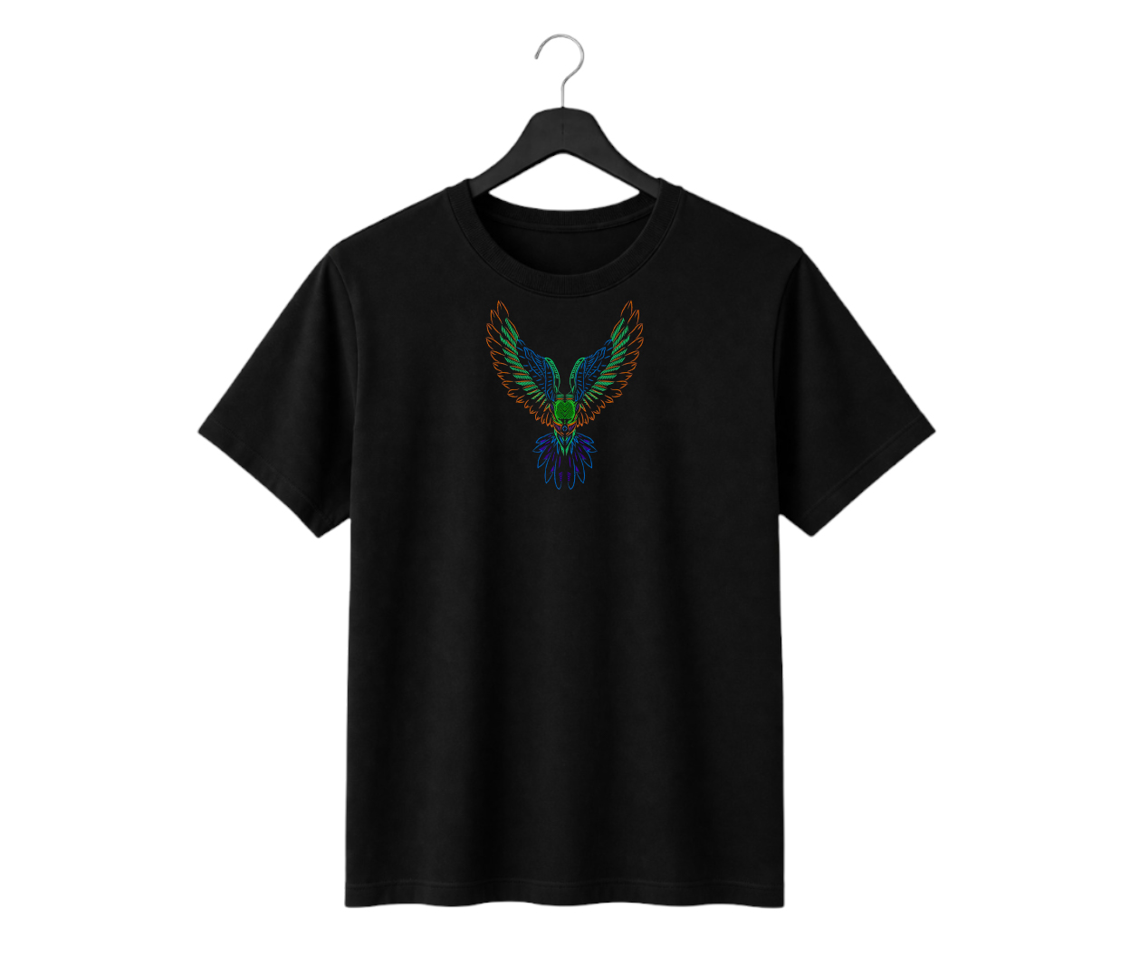 Neon Eagle Graphic Oversized T-Shirt | 240 GSM Premium Cotton | Unisex Black Tee Neon Eagle Graphic Oversized T-Shirt | 240 GSM Premium Cotton | Unisex Black Tee