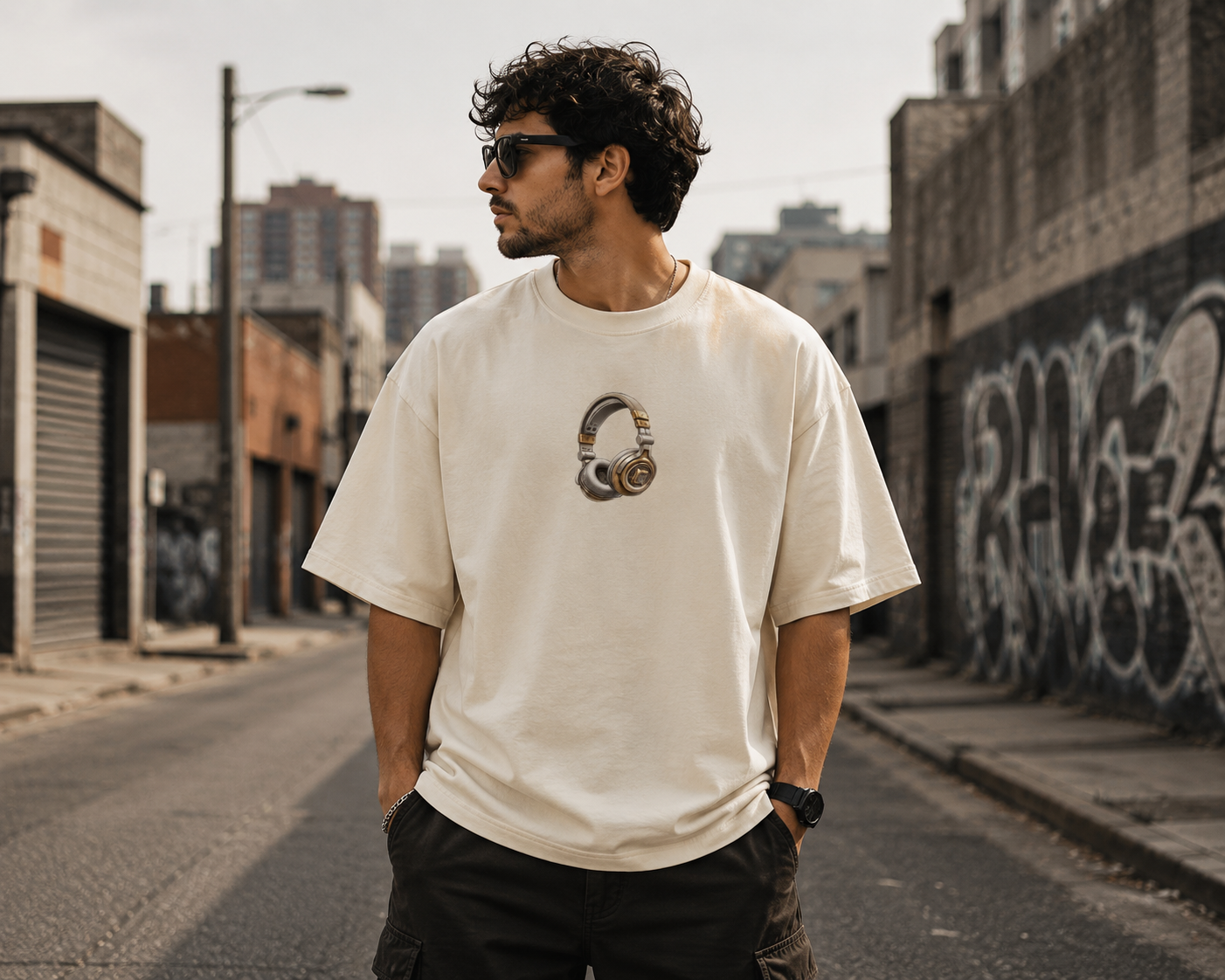 vintage headphones oversized t shirt – 240 gsm premium cotton | off white vintage headphones oversized t shirt – 240 gsm premium cotton | off white