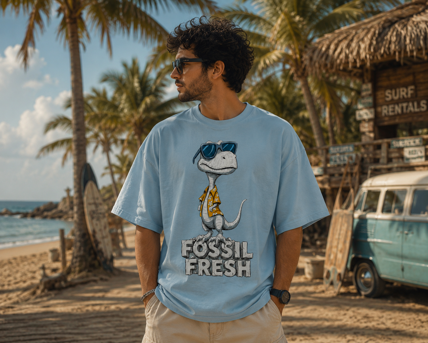 fossil fresh dinosaur oversized t shirt – 240 gsm premium cotton | sky blue fossil fresh dinosaur oversized t shirt – 240 gsm premium cotton | sky blue