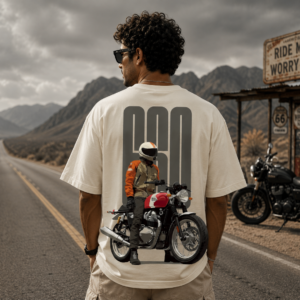 Home ride more worry less oversized t shirt | 240 gsm premium cotton | off white