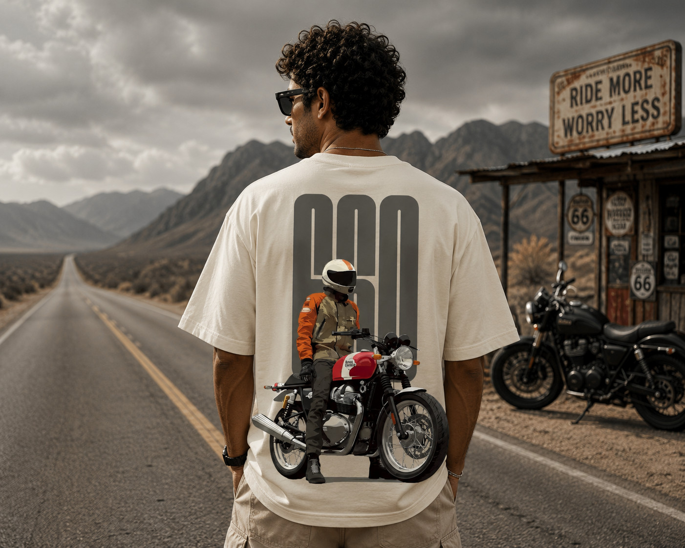 ride more worry less oversized t shirt | 240 gsm premium cotton | off white ride more worry less oversized t shirt | 240 gsm premium cotton | off white