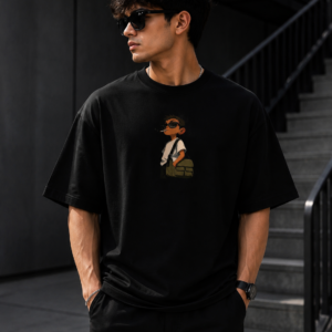 Home Attitude Anime Graphic Printed Oversized Black T-Shirt for Men & Women | Minimal Streetwear Tee