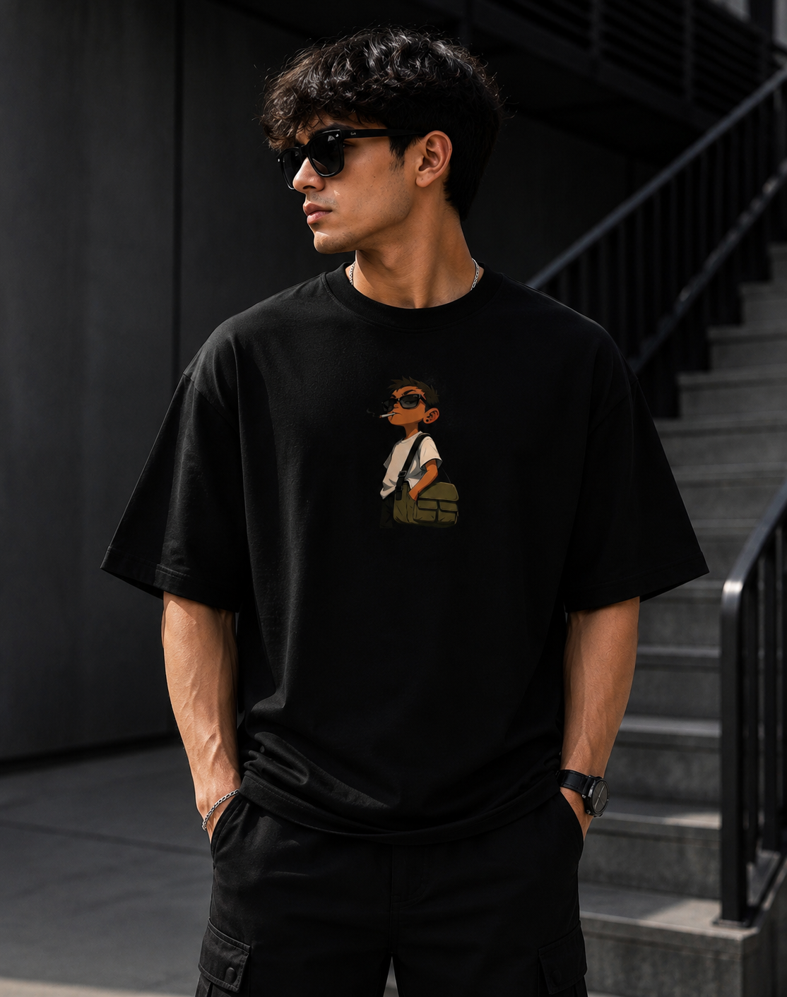 Attitude Anime Graphic Printed Oversized Black T-Shirt for Men & Women | Minimal Streetwear Tee Attitude Anime Graphic Printed Oversized Black T-Shirt for Men & Women | Minimal Streetwear Tee