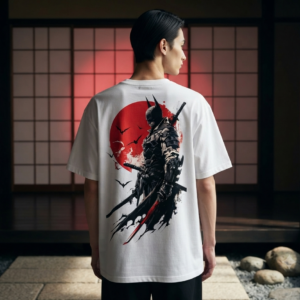 Home white oversized batman shadow graphic printed t shirt | 240 gsm premium cotton