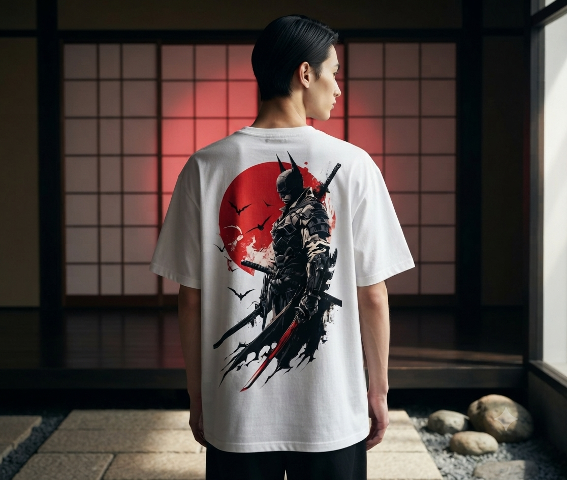 white oversized batman shadow graphic printed t shirt | 240 gsm premium cotton white oversized batman shadow graphic printed t shirt | 240 gsm premium cotton