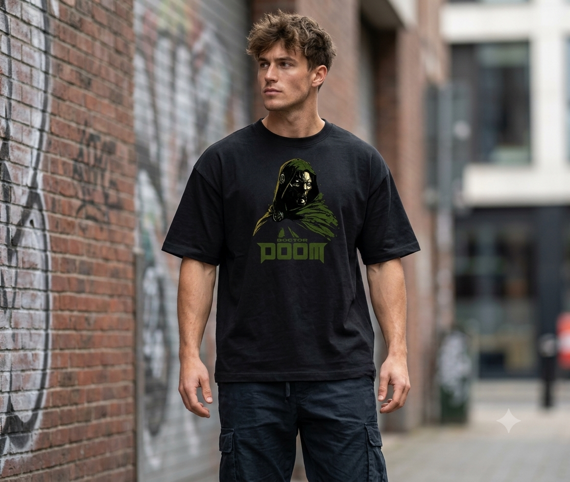 doctor doom oversized graphic printed black t shirt for men & women | marvel supervillain streetwear tee doctor doom oversized graphic printed black t shirt for men & women | marvel supervillain streetwear tee