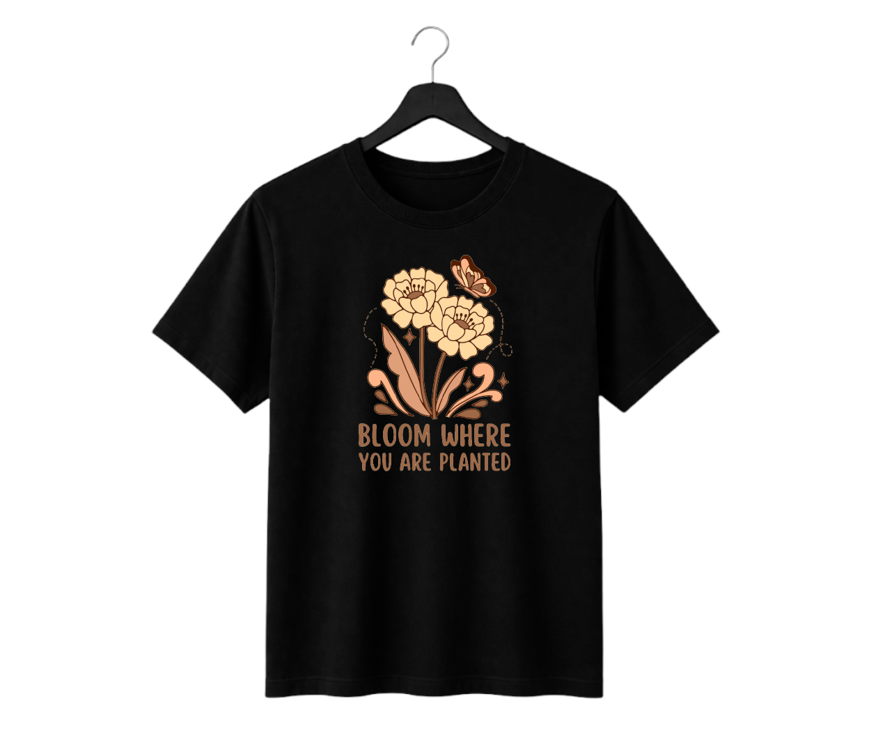 bloom where you are planted floral graphic printed regular fit t shirt | 180 gsm cotton bloom where you are planted floral graphic printed regular fit t shirt | 180 gsm cotton