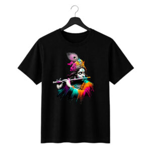 New Arrivals lord krishna color splash graphic printed regular fit t shirt | 180 gsm cotton