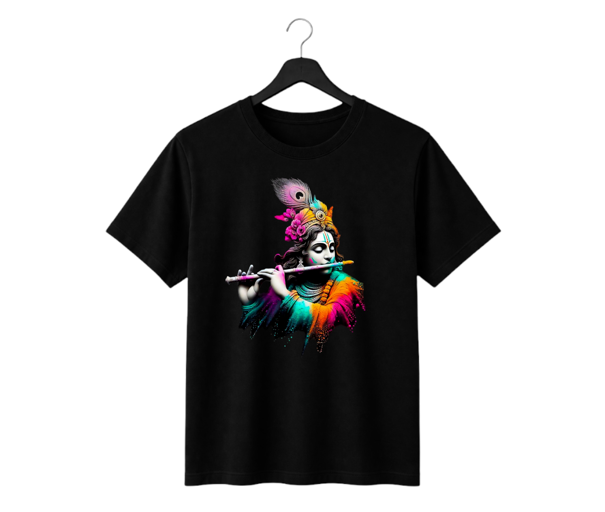 lord krishna color splash graphic printed regular fit t shirt | 180 gsm cotton lord krishna color splash graphic printed regular fit t shirt | 180 gsm cotton