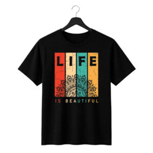 New Arrivals life is beautiful graphic printed regular fit t shirt | 180 gsm cotton