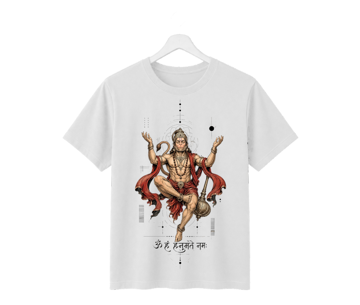 om hanumate namah meditation graphic printed regular fit t shirt for men & women | 100% cotton | 180 gsm bio wash om hanumate namah meditation graphic printed regular fit t shirt for men & women | 100% cotton | 180 gsm bio wash
