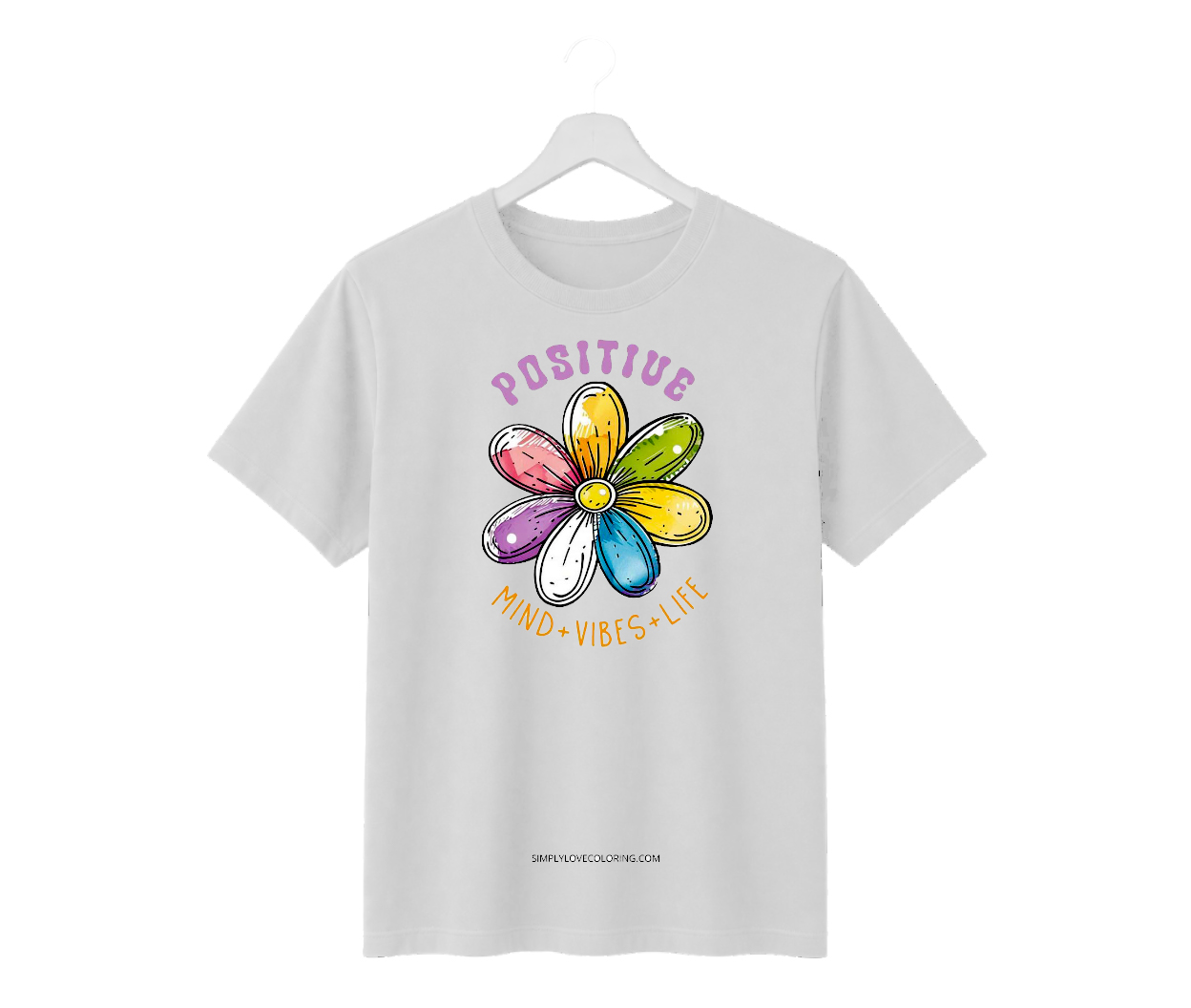 positive mind vibes life flower graphic regular fit t shirt for women | white | 100% cotton | 180 gsm bio wash positive mind vibes life flower graphic regular fit t shirt for women | white | 100% cotton | 180 gsm bio wash
