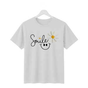 New Arrivals smile daisy graphic regular fit cotton t shirt for men & women | minimal aesthetic printed casual tee