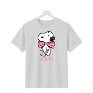 New Arrivals snoopy pink bow graphic regular fit cotton t shirt for men & women | cute cartoon printed casual tee