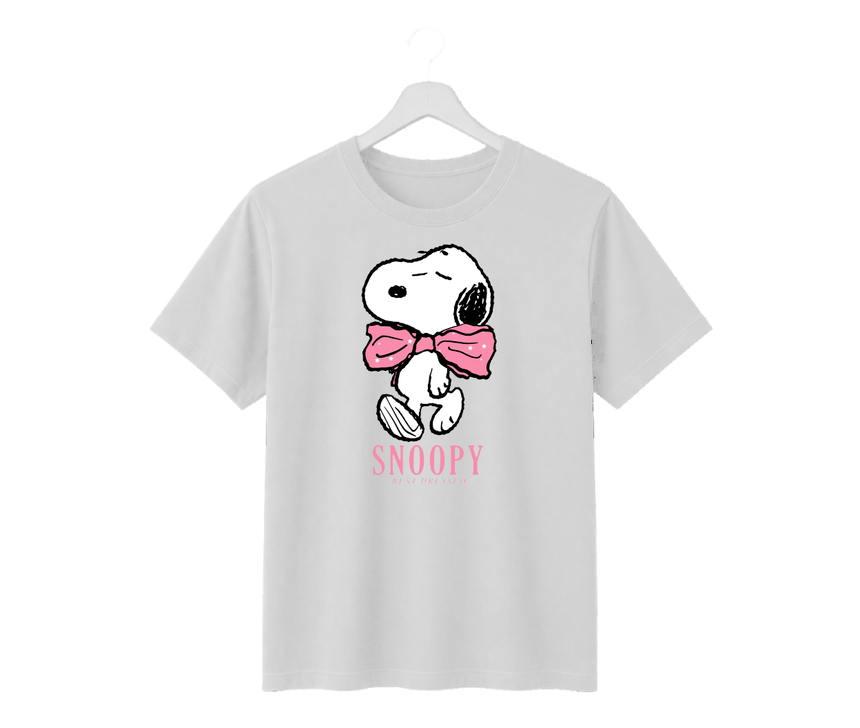 snoopy pink bow graphic regular fit cotton t shirt for men & women | cute cartoon printed casual tee snoopy pink bow graphic regular fit cotton t shirt for men & women | cute cartoon printed casual tee