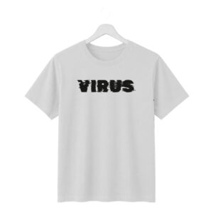 New Arrivals virus glitch typography graphic printed regular fit white t shirt for men & women